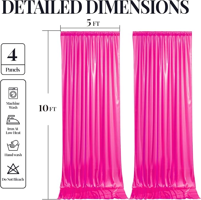 20x10ft Hot Pink Glitter Backdrop Curtain - Image 9