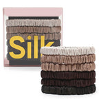 6Pcs Silk Hair Ties Small 22 Momme 100% Pure Mulberry Silk Scrunchies for Women Girls Thin Skinny Hair Sleep Scrunchies No Damage(Color 03)