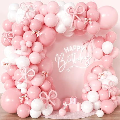 110pcs Coquette Pink Bow Balloon Garland Arch Kit by Jenlion