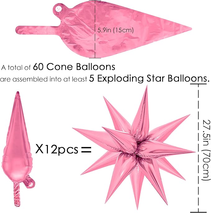 ZAKVOOR 60 Pcs Star Balloons 12 Spike Foil Explosion Party Decoration Balloons - Image 2