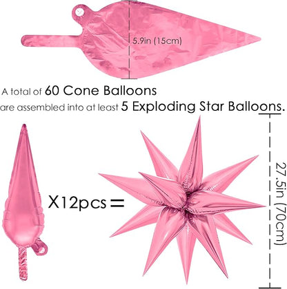 ZAKVOOR 60 Pcs Star Balloons 12 Spike Foil Explosion Party Decoration Balloons - Image 2