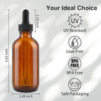 42 Pack 4oz Amber Glass Bottles with Glass Eye Droppers for Essential Oils, Perfumes & Lab Chemicals (Brush, Funnels, 3 Extra Droppers, 48 Pieces Labels & 30ml Measuring Cup Included)