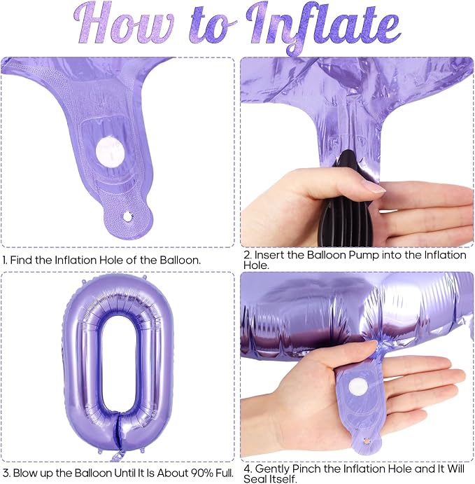 Purple Number 0 Balloon 40 Inch, Big Large Foil Helium Number Balloons - Image 7