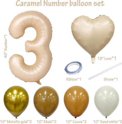 40 In Caramel Number Balloons Helium Foil Mylar latex Balloon Digital 3 | - Image 2