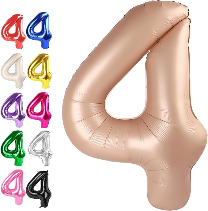 Light Brown Number 4 Balloon 40 inch, 4th Birthday Party Balloons Decoration | by Upgesy