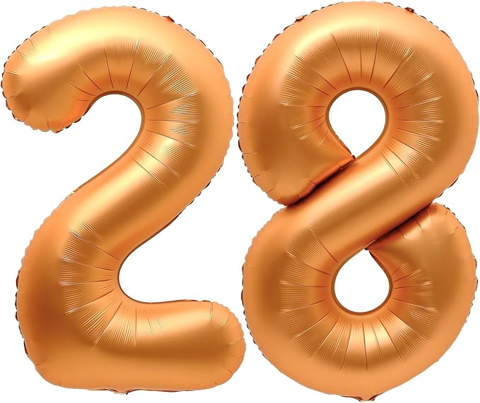 28 Balloon Number, 40 Inch Orange Foil Balloons Giant Jumbo Helium Number 28 or by VHUWE