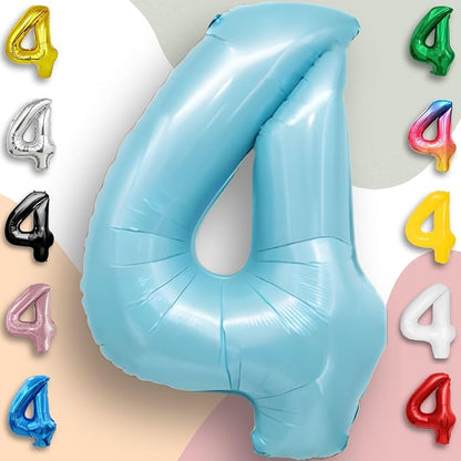 Candy Blue Number Balloon 4 Mylar Foil Balloons 32 inch - Image 6