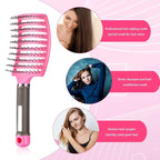 Patelai 4 Pcs Hair Brush, Detangler Curved Vented Brushes for Women Men, Curved Vented Wet Dry Styling Brushes for Curly Long Thick Thin Tangled Hair, Blow Drying Brush, 4 Color
