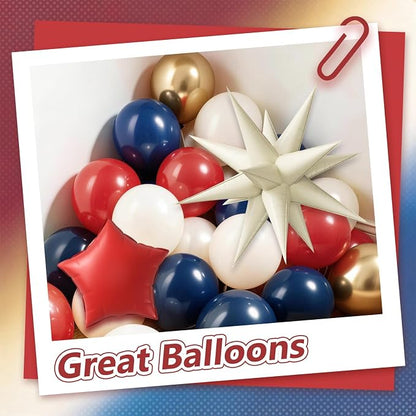 143pcs Red White and Blue Balloon Arch Kit White Navy Blue Red Balloons | 4th - Image 4
