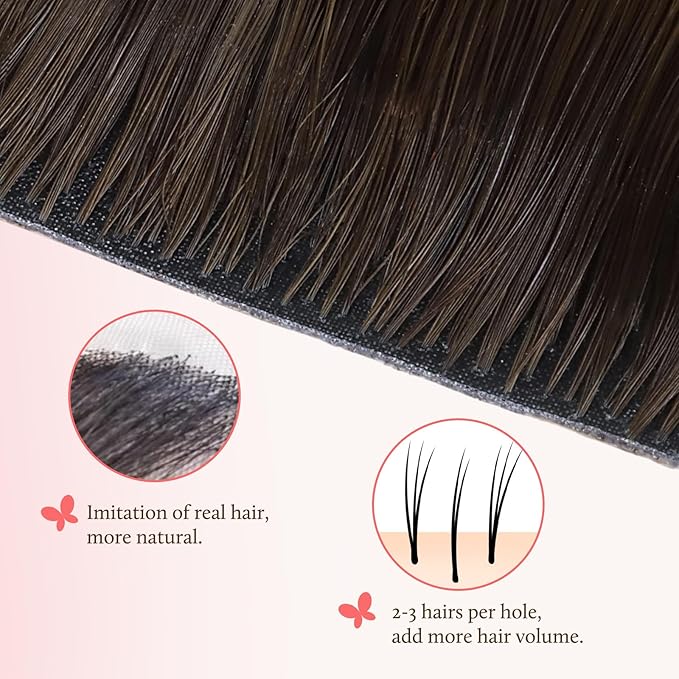 DOORES Clip in Hair Extensions Set 20 Inch 140g, 4pcs Invisi Edge Clip ins and 3pcs Classic Seamless Clip ins, Injected Virgin Real Human Hair Extensions Natural Invisible Straight, #2