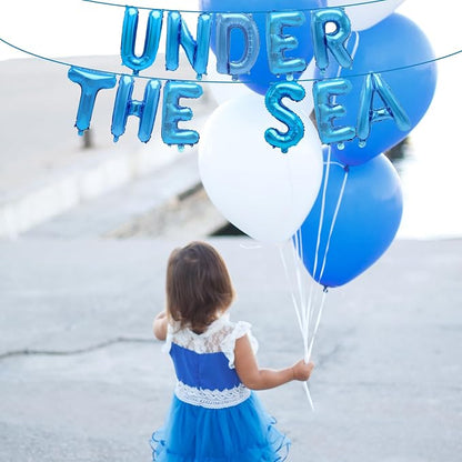16 Inch Blue Under the Sea Letter Balloons, Foil Mylar Balloon Banner - Image 4