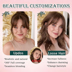 Benehair Clip on Bangs Human Hair, Front Hair Extensions for Women Hair Pieces with Temples for Daily Wear (Medium Brown)