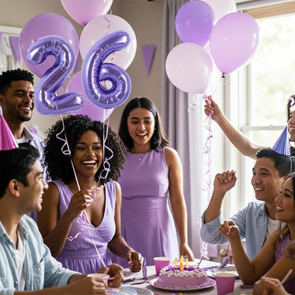 TONIFUL Number Balloon 16 Inch 10 Pcs Purple 0-9 Birthday Number Balloons | - Image 4