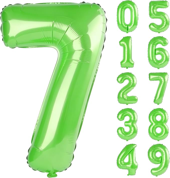40 Inch Number 7 Balloons for 7th Birthday Party Decorations, 0-100 Fruit Green by FOBELEC