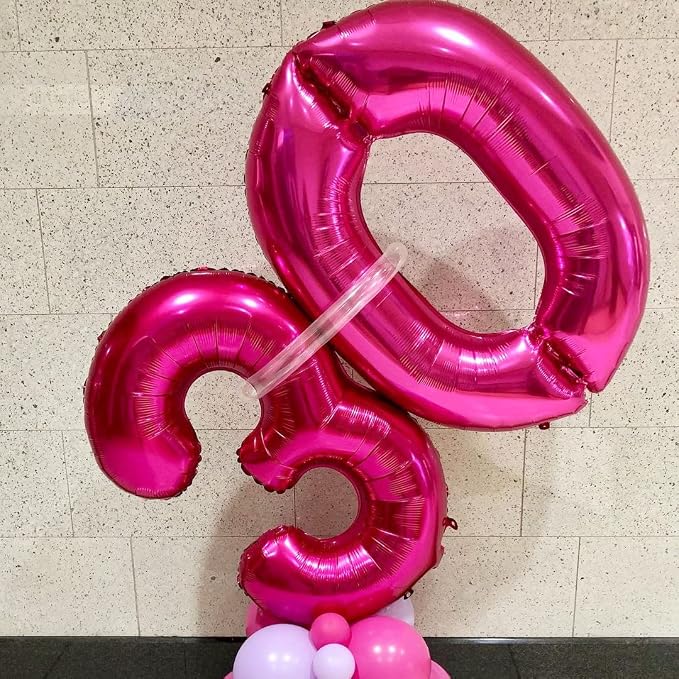 Hot Pink 30 Balloon Numbers, 40 Inch 30 Birthday Balloon Foil Mylar Number 30 - Image 4