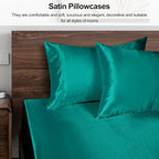 Lirex Satin Pillowcase for Hair and Skin, Super Soft and Cooling Similar to Silk, 2 Pack Standard Size 20"X 26" Pillow Cases with Envelope Closure, Gifts for Women Men, Aquamarine