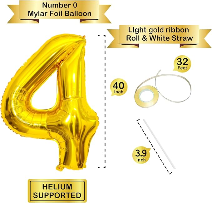 Gold Number Balloons Birthday Balloons - Image 2