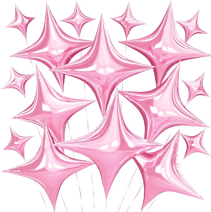 Pink Star Balloons, 26 Inch and 10 Inch Pink Stars Shaped Balloon by BIAPIAN