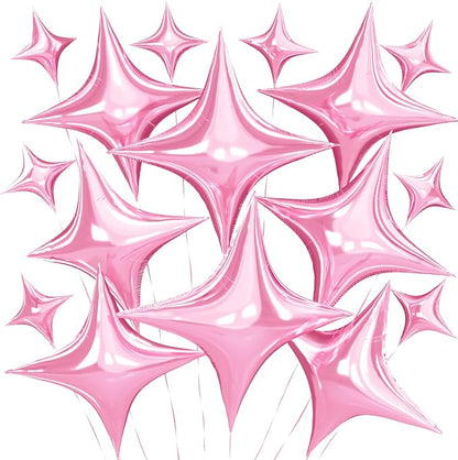 Pink Star Balloons, 26 Inch and 10 Inch Pink Stars Shaped Balloon by BIAPIAN