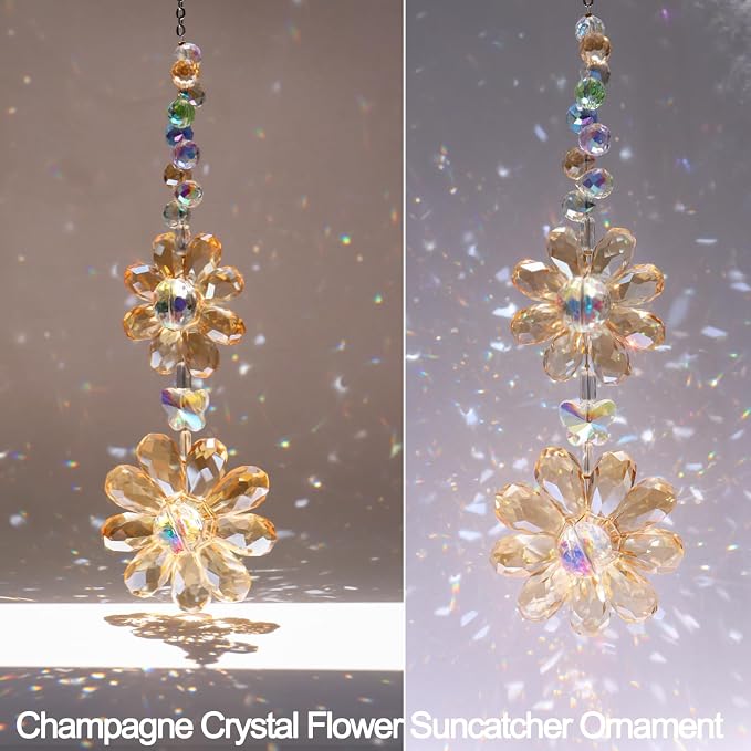 Crystal Flower Suncatcher Hanging Ornament, Rainbow Maker Window Sun Catcher - Image 6