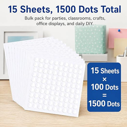 Glue Dots Double Sided 1500 Pcs Clear Removable Adhesive Sticky Dots Tabs | - Image 3