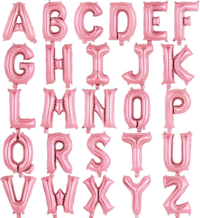 26 Pcs Pink Letter Balloons, 16 Inch Foil Alphabet Letter Balloons, Letter A-Z by YOTHORN