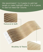 SURNEL Injected Tape in Hair Extensions Human 20Inch Golden Brown to Caramel Blonde Natural Real Hair Upgraded Seamless Remy Invisible Tape in Extensions 20Pcs 45g(#102727,20)