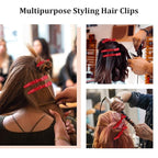 Ondder 14 Pcs Red Large Alligator Hair Clips for Styling Sectioning, Professional Strong Hold for Hair Coloring Cutting, 14 Count Hair Clips for Women Men Girls Teens