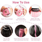 16 Pcs Pink Hair Extensions Curly Wavy Clip in Synthetic Hair Extensions,Colorful Party Highlights Hairpiece Streak for Girls Women Kids Cosplay Party Gift(Pink)