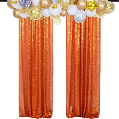 Poise3EHome Orange Sequin Backdrop Curtains, 4 Panels 2FTx8FT Glitter Background - Image 9