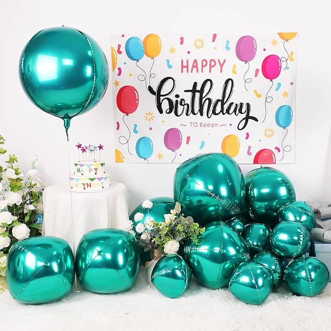 12Pcs Dark Green Round Foil Balloons, Metallic Green Foil Balloon - Image 5