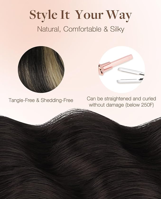 GOO GOO Invisi Edge Tape in Hair Extensions Human Hair, 1B/19/1B Natural Black to Light Blonde, 20pcs 16inch 50g, Virgin Remy Hair, Seamless Injected Tape, Natural Look