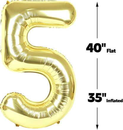 Champagne Gold Number 5 Balloon 40 inch, Balloon numbers party supplies - Image 3