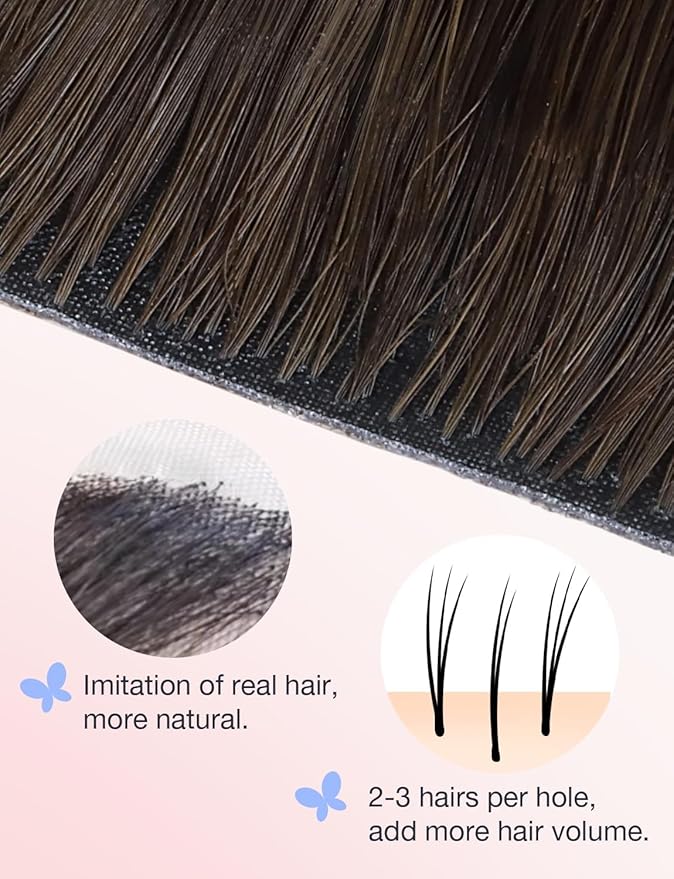 DOORES Invisible Tape in Human Hair Extensions Invisi Edge, Dark Brown to Chestnut Brown 10pcs Injection Tape-ins 25g 16 Inch, Natural Hair Injected Tape in Extensions Straight