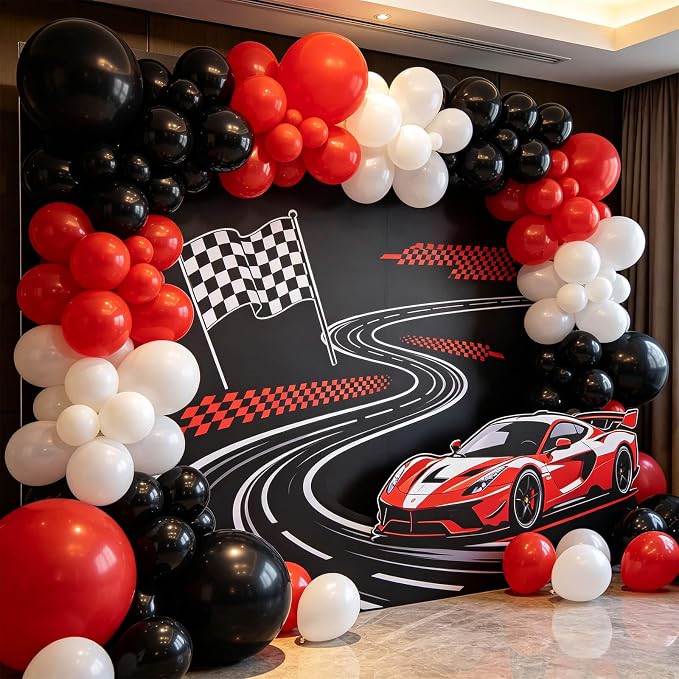 Red and Black Balloons 100Pack 12 inch Matte Black Red and White Latex Balloon - Image 4
