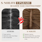 S-noilite Hair Toppers for Women Real Human Hair 3D 360° Cover Clip in 100% Real Human Hair Toppers 3″*4″ Clip in Silk Base 8 inch Meduim Brown