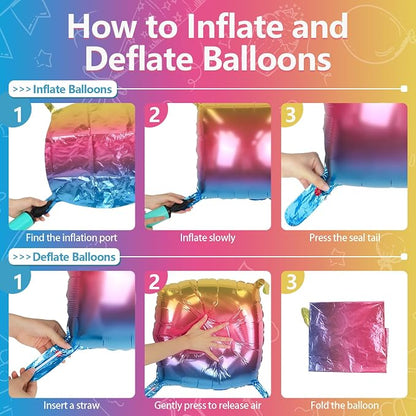 NISOCY 25PCS Gradient Colorful Square Foil Balloons Wall Backdrop | Double - Image 3