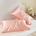 BEDELITE Satin Pillowcase for Hair and Skin, Super Soft and Cooling Similar to Silk Pillow Cases 2 Pack with Envelope Closure, Gift for Women Men(13"x18" Toddler Size, Coral)