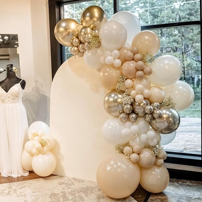 Champagne Gold White Balloons Graduation Balloons Metallic Champagne Nude Cream - Image 3