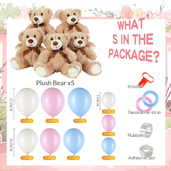 Meooeck 185 Pcs Bear Baby Shower Party Decorations Table Centerpieces 5 Pcs 13. - Image 3