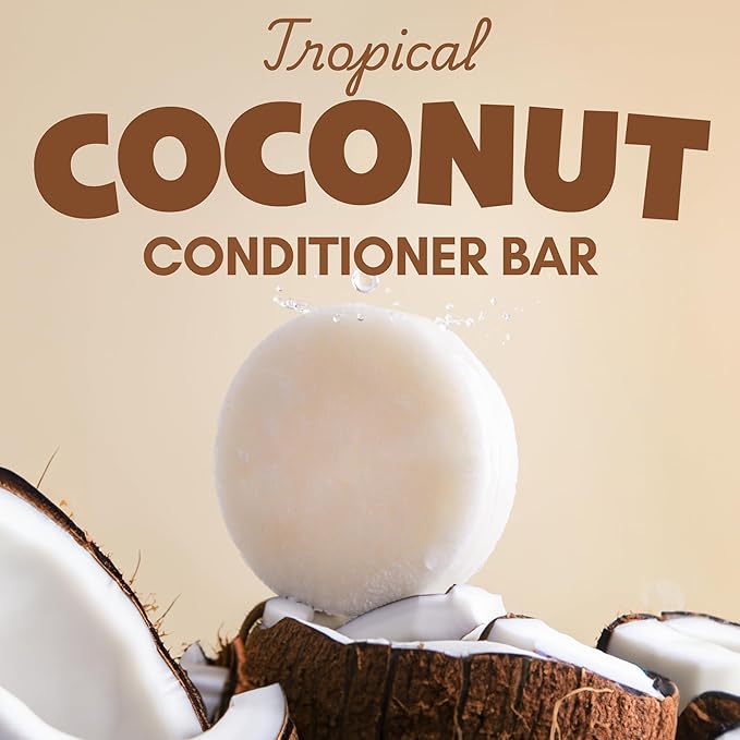 Muun Coconut Conditioner Bar (Pack of 2) - Rich Nourishing & Volumizing - Hair Moisturizing & Strengthening Solid Soap Bar, Plastic-Free, Silicone & Sulfate Free - For Damaged & Oily Hair.
