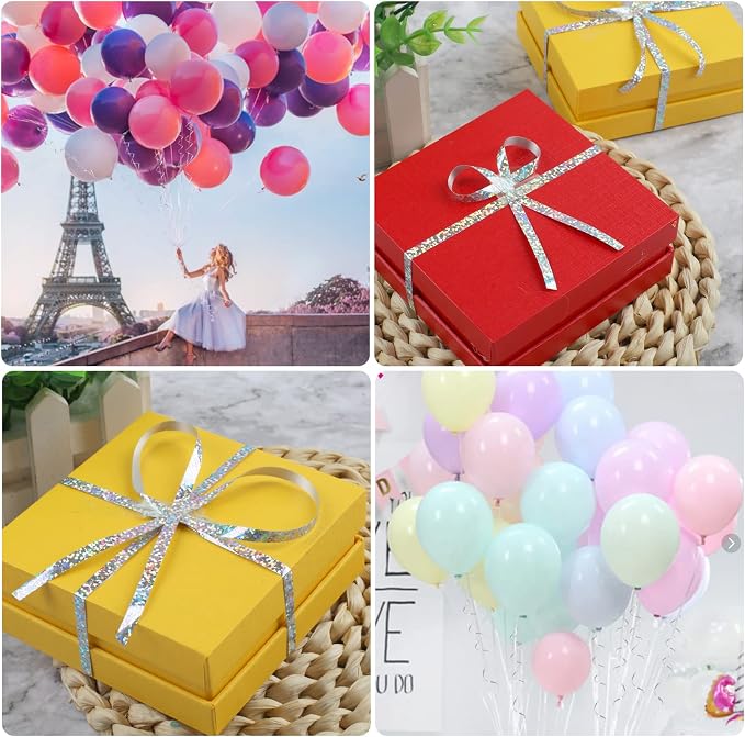 500 Yards Silver Shiny Curling Ribbon Metallic Balloon Roll - Image 5
