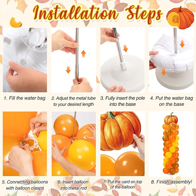 Gemscream 2 Sets of Thanksgiving Fall Balloon Column Stand Kit - Image 4