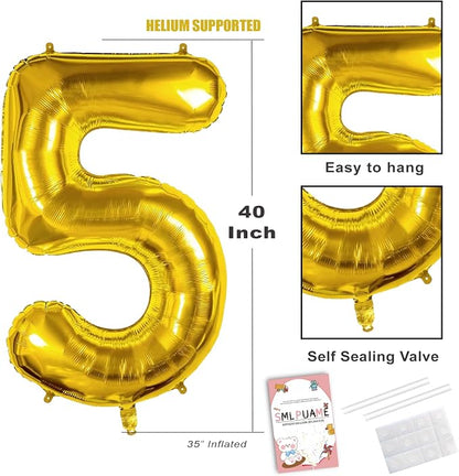 40 Inch Gold 15 Balloons Number, 15th Birthday Decoration Boys Girl | Large - Image 3