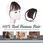 BARSDAR Clip in Bangs Real Human Hair - Real Human Hair Clip in Bangs for Women - Dark Brown Wispy Bangs Extensions Fringe with Temples Real Hair Bangs Hairpieces - Dark Brown