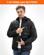 Heated Jacket for Men and Women, Black Winter Coat with Bαtterγ Pack,15 Heating Zone Heated Coat