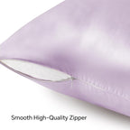 BEDELITE Satin Pillowcase with Zipper, Lavender King Size Pillow Cases Set of 2, Super Soft and Cooling Similar to Silk Pillow Cases, Gift for Women Men(20x36 Inches)