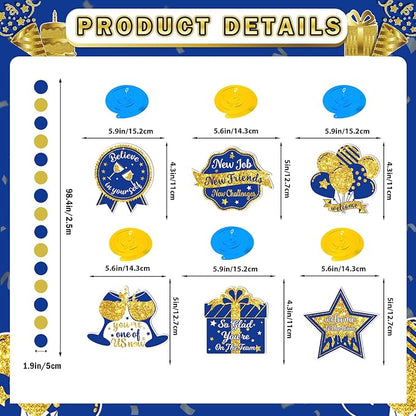 Welcome To The Team Banner Gold, Welcome Banner Circle Dots Garland Hanging - Image 3