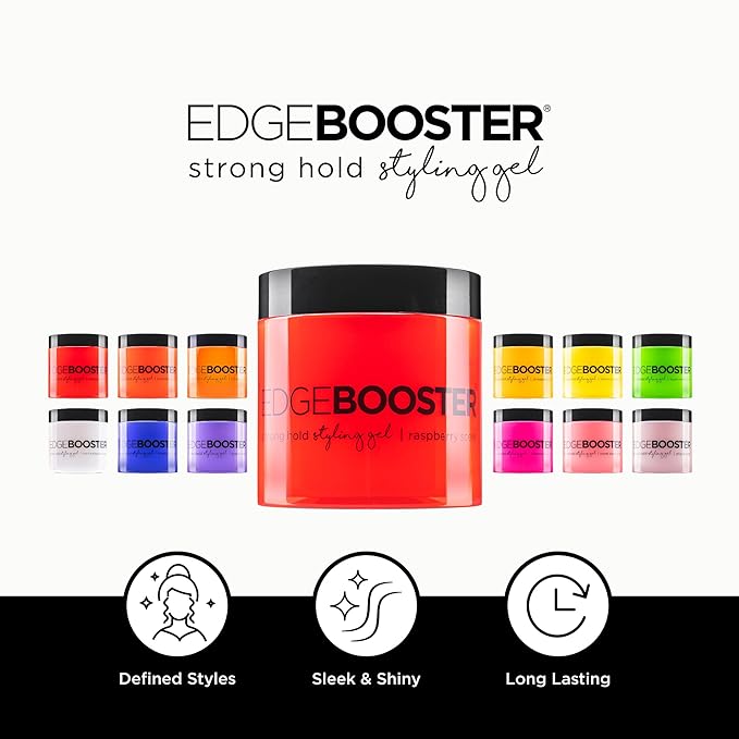 Style Factor EDGE BOOSTER® Strong Hold Styling Gel | Alcohol-Free Hair Gel with Camellia Sinensis Seed Oil for Curly, Wavy & Sleek Styles | Frizz Control, Long-Lasting and Flexible Hold (16.9oz)