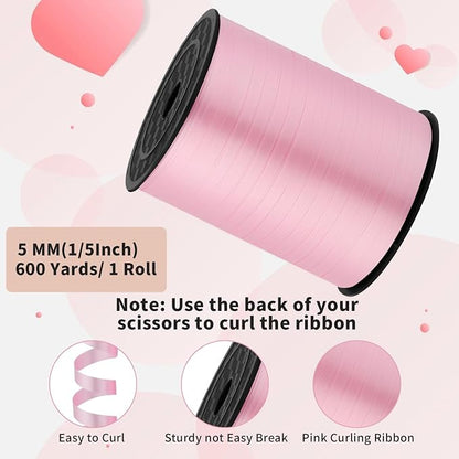 woric 600 Yards Light Pink Curling Ribbon 1/5 Inch Balloon String Ribbon | Thin - Image 2
